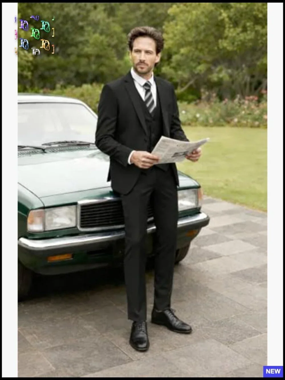 Classic Fit Three Piece Suit Set Elegant Wedding Business Formal Wear